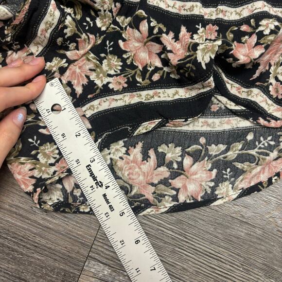 American Eagle‎ Shorts Floral Pink Black M Paperbag Waist Wide Leg Boho Fairy - Picture 7 of 11